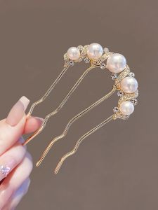 กิ๊บติดผมรูปเปลือกหอยสีทอง U 4 ฟัน ทรงคลาสสิก สำหรับผู้หญิง ชุดแต่งผมสไตล์จีนใหม่ ชุดแต่งผมแบบคลาสสิก