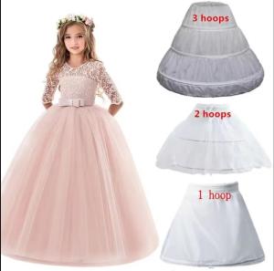 Girls Crinoline Petticoat with hoop Under skirt Short White Underskirt A-line Ball Gown Petticoats