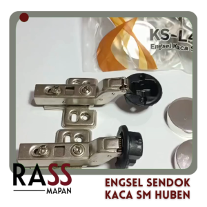 1 DOS Engsel Sendok Kaca Slow Motion KS-L4 HUBEN – 50 Set | Engsel Lemari Kaca