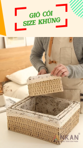 Giỏ Đựng Đồ Đa Năng Mây Cói Có Khung Sắt Vintage Phong Cách Châu Âu