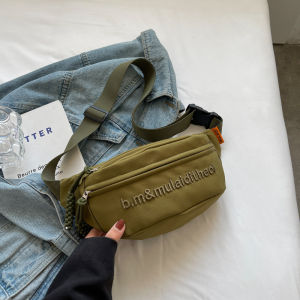 Summer Canvas Casual Womens Crossbody Bag Lightweight Sporty Versatile INS Waist Bag Red Trendy New 2025 Fashion Accessory