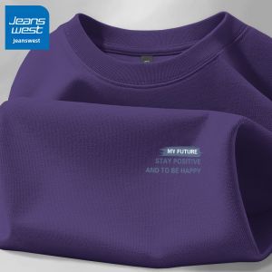 Jeanswest | Summer New Casual Short Sleeve T-shirt Purple Pure Cotton