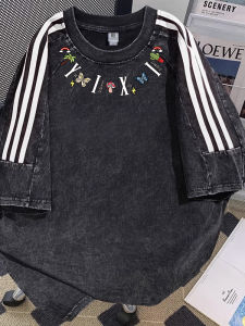 เสื้อยืดแขนสั้นผ้าฝ้ายแท้สไตล์อเมริกันสำหรับผู้ชาย ทรงหลวม ทรงหลวม สไตล์ฤดูร้อน เสื้อยืดแขนสั้นพิมพ์ลายอินเทรนด์สำหรับผู้ชาย