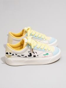 Warrior | Womens Flat Casual Leopard Print Sneakers Spring Autumn New Style Student Original Design Comfortable Breathable Leather Shoes