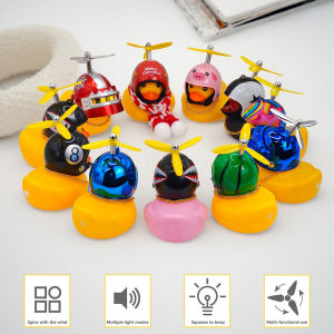 Bicycle Bell Yellow Duck Cartoon Little Yellow Ducks Helmet Head Light Shining Duck Bicycle Bells Handlebar Bicycle Accessories