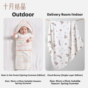 SHI YUE JIE JING | Cotton Newborn Swaddle Blanket And Wrap Set