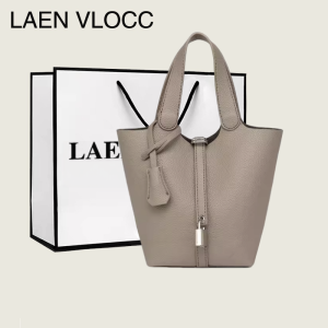 LAEN VLOCC Premium Soft Leather Bucket Handbag Womens Basket Bag Commute Fashion Accessory No Inner Pockets