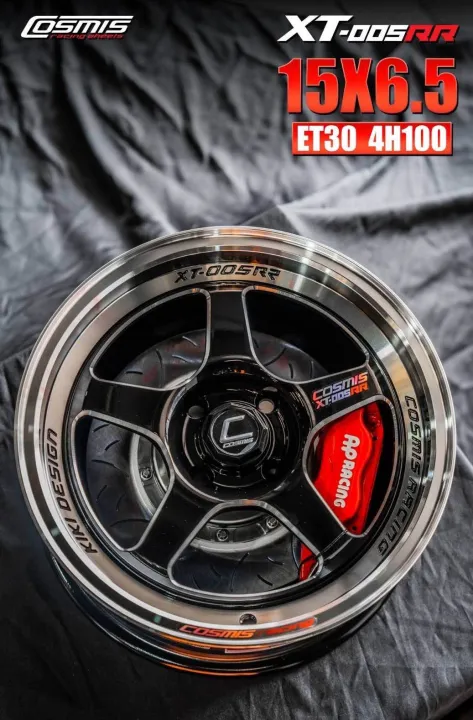 ล้อแม็ก ขอบ15 COSMIS CT-005RR 15x6.5 ET30 4H100 สีดำขอบเงา🎏ราคาชุด4วง ...