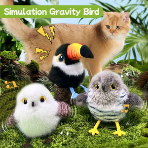 Cat Interactive Toy Electric Simulated Bird Chirping Plush Cat Toy Pet Feather Teaser Bird-Shaped Toy