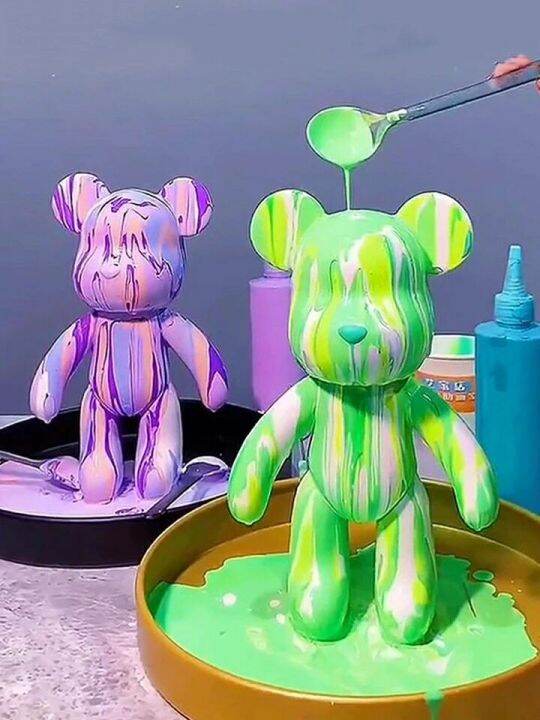 Fluid Bear Sculpture DIY Fluid Graffiti Painting Animal Model