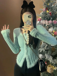 Autumn Winter Square Collar Thickened Short Knitted Sweater Pure Color Slim Fit Long Sleeve Open Cardigan Womens Fashion Design