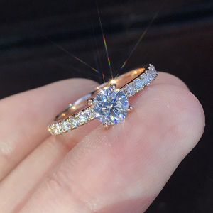 🔥C.three Ready Stock S925 Silver Gold Plated Imitation Diamond Ring Promise Ring Fashion Crystal Engagement Ring Wedding Korean Jewelry