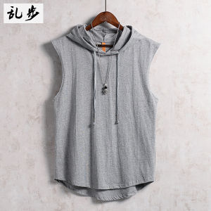 Áo Thun Cotton Không Tay Mùa Hè Có Mũ Trùm Đầu Thể Thao Rộng Rãi Thoải Mái Cho Thanh Thiếu Niên Đi Bộ Đường Dài Chạy Bộ Tập Thể Dục