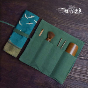 Portable Bamboo Tea Ceremony Kit Six Gentlemen of Kung Fu Tea Travel Bag Acupuncture Bag Traditional Chinese Style Retro Design