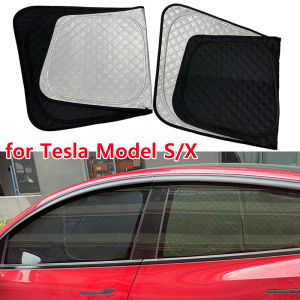 For New Tesla Model X S 2024 2025 Side Window Sunshade Silver Thick Sun Shade Front Rear Windshield Shading UV Protection Net