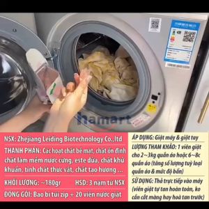 Túi 20 Viên Nước Giặt Quần Áo Heaven Dove 3 Trong 1 Hạt Giặt Xả Đồ Lưu Hương Thơm Đào Tiện Lợi