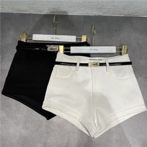 Slimming A-Line Mini Shorts Womens Belt Design Spring 2024 High Waist Three-Quarter Length Casual Pants Stylish Versatile