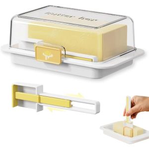 Sealed butter dish with lid cutter suitable for countertop and refrigerator storage