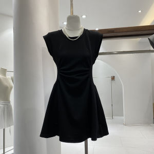 Summer 2024 New Arrival French Style Temperament Silm Slim Looking Waist Trimming Versatile Sleeveless Vest T-shirt Jumpsuit Short Skirt for Women