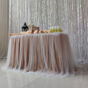 Wedding Celebration Dessert Table Cloth Birthday Party Decoration Sign-In Desk Decorative Tulle Skirt Tablecloth Edge