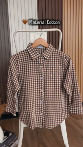 DEEM Womens Plaid Shirt Long Sleeved Kemeja petak lengan panjang wanita