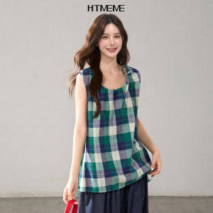 HTMEME | Korean Style Color Woven Check Vest Shirt