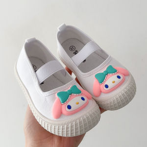 Adorable Little White Shoes Soft Bottom Sports Sneakers Breathable Canvas Indoor Shoes for Toddlers And Preschool Girls