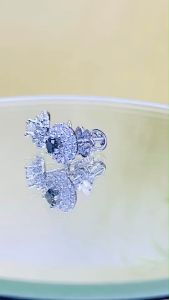 Khuyên tai nữ bạc xi bạch kim Kiểu tròn nhỏ đít vặn đá chủ 3mm Bông tai nữ đính kim cương moissanite Mỹ D/FL màu trắng và Đá moissanite màu xanh Hoa tai bạc thật thiết kế sang trọng đẳng cấp  - KIM LỘC PHÁT BTV01