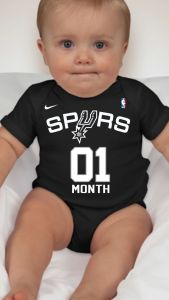 Baby Monthly Onesies - Basketball Jersey - S.A. SPURS.