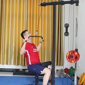 Lat Pulldown Machine Cable Row Hi Lo Pulley Station Plate Loaded Multi Function Low Row Back Workout