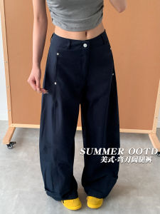 Quần Ống Rộng American Dry Fast Cho Nữ Mùa Hè Mỏng 2025 Quần Ống Rộng Cạp Thấp Rộng Rãi Thường Ngày Thẳng Quần Áo Bảo Hộ Lao Động Có Đinh Tán