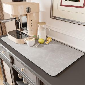 VIKAMA Coffee Machine Mat Rubber Backing Water-Absorbent Dish Drying Pad Kitchen Worktop Drainage Mat Home Decor