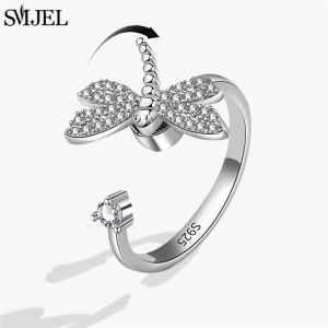 Cute Crystal Anxiety Relief Spinning Fidget Ring for Women Beads Planet Lotus Knuckle Ring Rotate Freely Jewelry Xmas Gifts