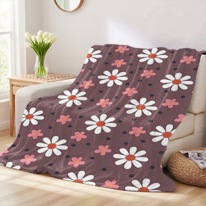 Beast Kingdom | Brown Dotted Daisies Warm And Soft Halloween And Christmas Sofa Decoration Gift With Flannel Blanket