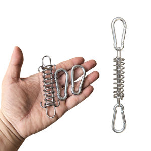 4Pcs Tent Wind Rope Spring Buckle Awning Tensioner Fixed Hook with Carabiner Outdoor Camping Tent Deck Peg Accessories