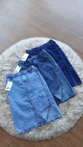 Rok Jeans Stretch Pendek 7/8 Bahan Tebal dan Halus Pinggang Belakang Karet Rok Span Belah Samping Sampai BB 80kg