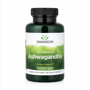 Swanson Full Spectrum Ashwagandha 450mg 100 Vegan Capsules – Stress Support Calm Mood Sleep & Immune Health