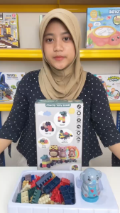 [KST] Mainan Kereta Mini Balok Edukasi 102pcs Bentuk Hewan Lucu Anak Kreatif Kreativitas