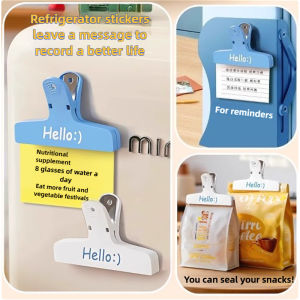 (Random color) 3pcs new minimalist magnetic sealing clip refrigerator sticker snack document kitchen seasoning sealing clip