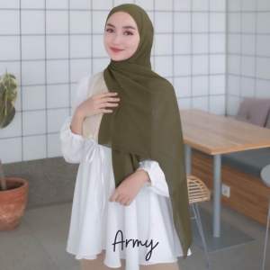 hijabinspo - Pashmina Ceruty Babydoll Premium Jahit Tepi Polos Hijab 180 cm x 57 cm