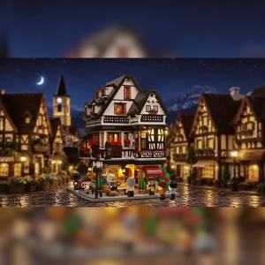 Pantasy | Collectible Building Blocks Lighted Street View Bavarian Beer Hall Kit