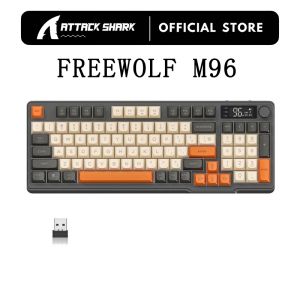 ATTACK SHARK | Original Brand FreeWolf M96 Wireless Keyboard with ScreenGaming Keyboard Bluetooth Dual-Mode ConnectionMulti-Device Linking