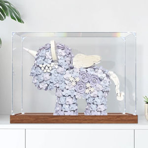 Acrylic Display Case Suitable for Floral Unicorn Small Particle Building Block Figure Storage Box with Dustproof Cover