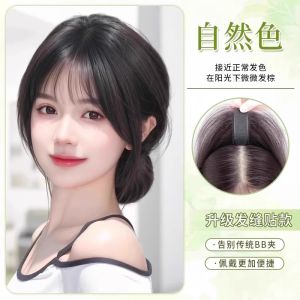 Womens Hair Extension Pieces Full Real Hair High Hairline Magic Hair Part Wig Front Bangs No Card Needed Fake Hair