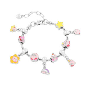 Game Cartoon Kirby Bracelet Kawaii Pink Kirby Pendant Snake Chain Bangle Brand Bracelet for Women Diy Making Accessories