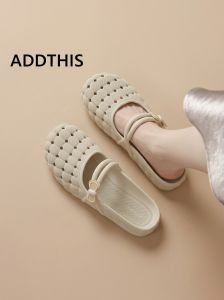 ADDTHIS | Mary Jane Style Cutout Flat Slipper Sandals
