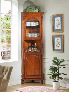 American Style Full Wood Corner Bar Cabinet