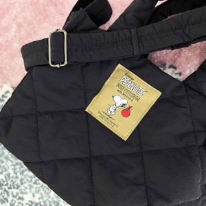 Lightweight Cartoon Snoopy Cotton Crossbody Bag Tote Handbag Nylon Material Clip-On Shoulder Bag Soft Structure Daily Use