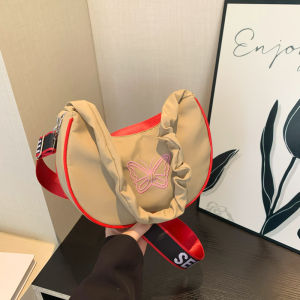 Cute Pleated Fashionable Korean Style Casual Bag Summer New Trendy Simple Butterfly Single Shoulder Underarm Bag Leisure Artistic