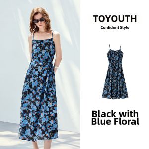 Toyouth | Retro French Style Flowy Spaghetti Strap Dress